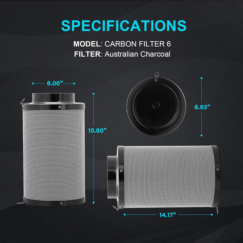 Ipower Filtro De Carbón De 6 Pulgadas Para El Control De ...