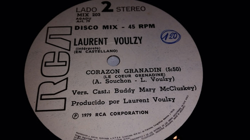 Laurent Voulzy Le Cur Grenadine Vinilo Maxi Uruguay Raro 79