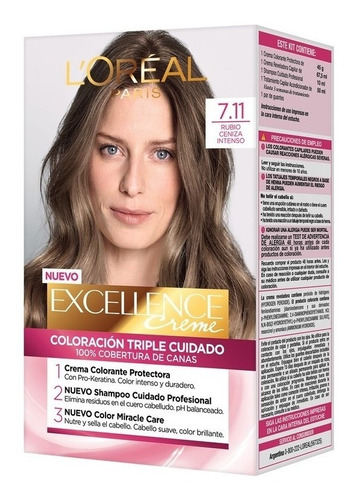 Tintura Excellence Creme Loreal Paris Coloración Tono 7.11