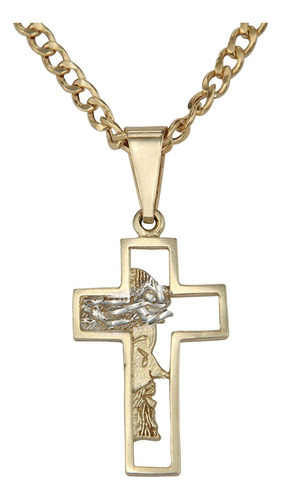 Collar De Cruz Con Rostro De Cristo De Oro De 10k