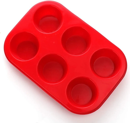 Molde De Silicona Para 6 Muffin O Cupcakes - Cukin Color Rojo