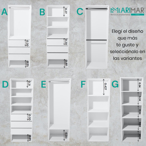 Interior De Placard En Modulos 0,60 M .. Fabrica Color B