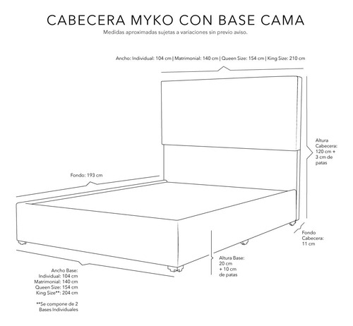 Cabecera Queen Size Dicasa Myko + Base Cama Orlando Azul