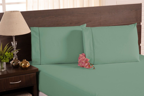 Lençol Elástico Cama Casal Queen Avulso Percal 100% Algodão Cor Verde