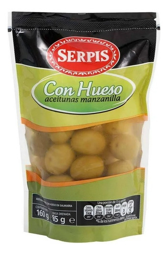 7 Pzas Aceitunas Serpis Con Hueso 160 G
