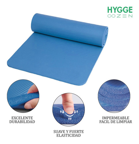 Imagen 2 de 8 de Colchoneta Mat Nbr 10mm Antideslizante Yoga Fitness Pilates