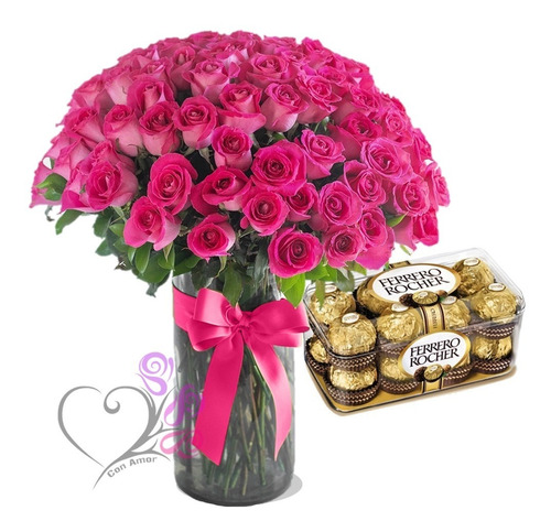 Arreglos Florales 100 Rosas Rosas + Chocolates Florero Cdmx | MercadoLibre