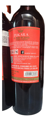 Valmont Vino Tinto Pukara 750ml Valle Central Chile