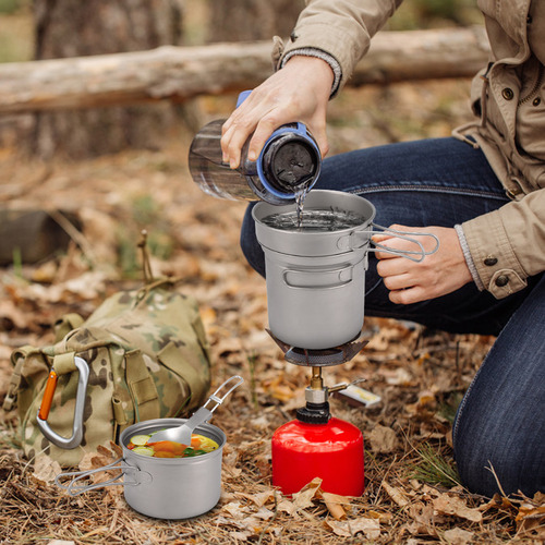 Conjunto De Utensílios De Campismo 1000 Ml 750 Ml E Colher D
