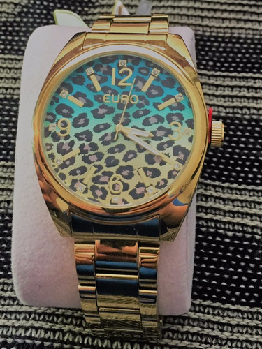 Relógio Euro Animal Print Azul - Produto Novo!