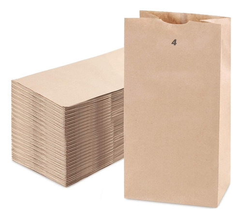 [paquete De 500] Bolsas De Papel Kraft 9.75 X 5 X 3.13  4 Lb