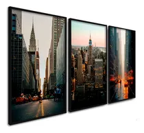 Comprar Kit 3 Quadros Decorativos Luxo New York 60x40 Sala Quarto