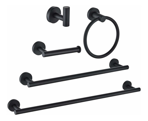 Set De 5 Accesorios Para Baño Negro Mate Marmolux Acc -894h