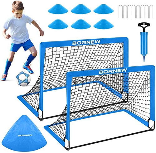 Kids Soccer Goal For Backyard Set - 2 Toddler Soccer Nets T.