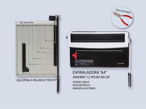 Encuadernadora  A4 + Guillotina Oficio Y Pinza 