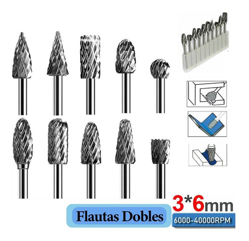 Kit 10 Brocas Hss Frutillas Grabado Madera Talla Dremel