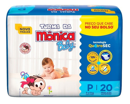 Imagem 2 de 8 de Kit Fralda Turma Da Mônica Jumbinho P 160un