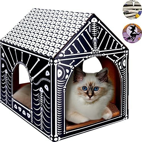Liba - Casa De Cartón Para Gatos Con Almohadilla Para Rasca