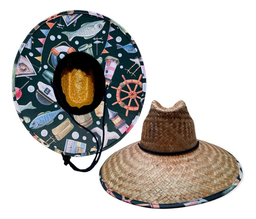 Sombrero De Palma Pescador Surf Lifeguard Hat Barba Roja