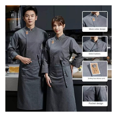 Abrigo De Cocinero Unisex, Camisa De Cocinero De Manga Larga