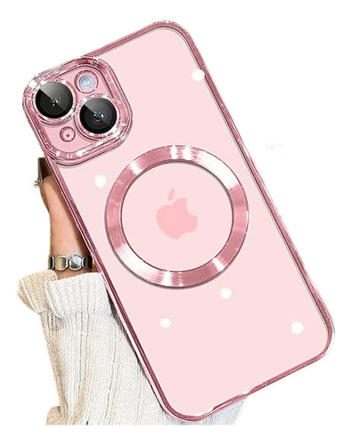 Funda Magnética Para iPhone 15 Rosa Protección Completa