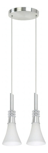 Lámpara colgante Turin Cone, 2 unidades E27, cristal lechoso, luz G, color blanco, voltaje automático, 100-240 V