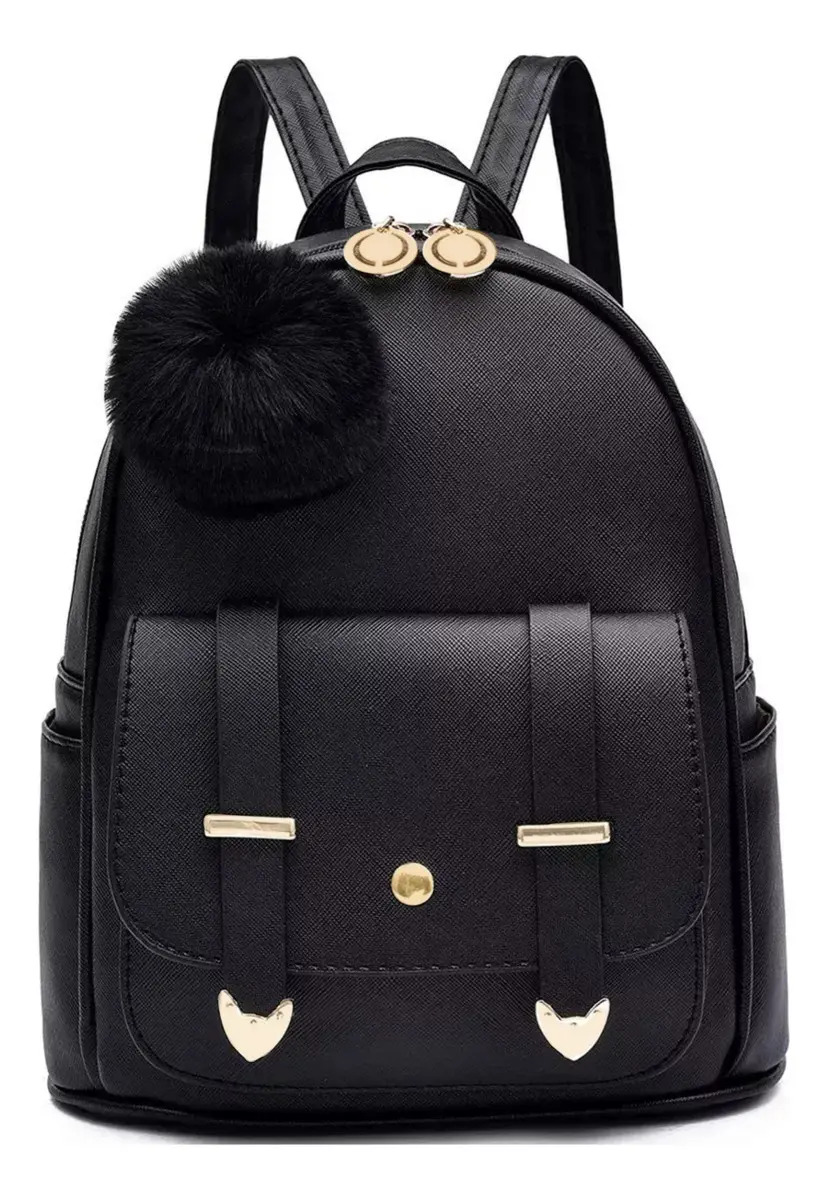 OFERTA DEL DIA: Mochila Mujer Dama Urbana Impermeable Ecocuero Bolso Antirrobo Chica Cartera Bolsillos Levys Bazar Color Negro Liso