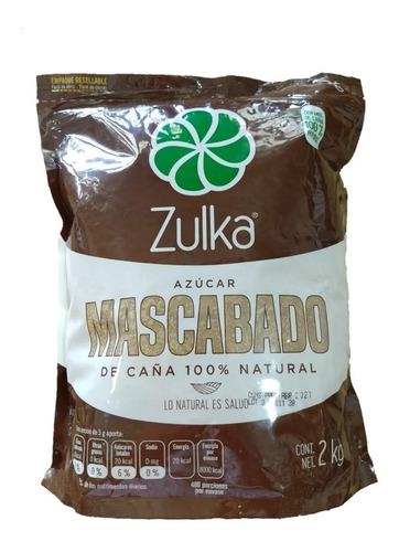 Imagen 1 de 9 de Azucar Mascabado Con Miel De Caña 100% Natural 2 Kg Zulka Se