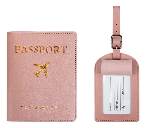 Carteira Capa Porta Passaporte Id Etiqueta Cartão De Bagagem Cor Rosa