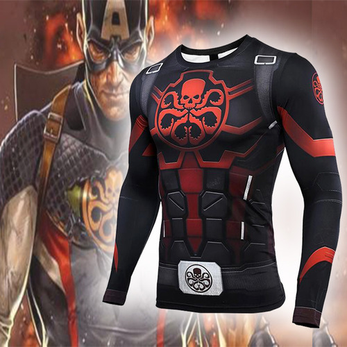 Maravilla Avengers Hydra Largo Manga T -camisa Traje Tee