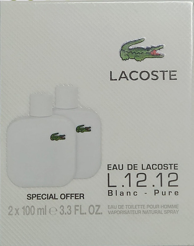 Set Set X 2 Lacoste L.12.12 Blanc Pure Edt 100ml C/u