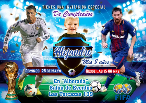 Invitación Digital Futbol Personalizada Cumpleaños  2