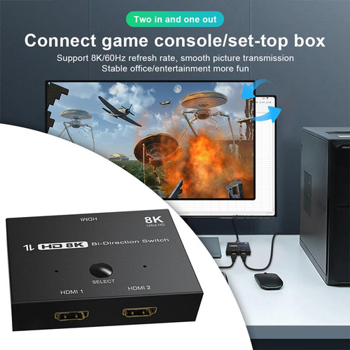 8k 60hz 4k 120hz 2.1 Splitter 2x1 1x2 Portátil Para Monitor