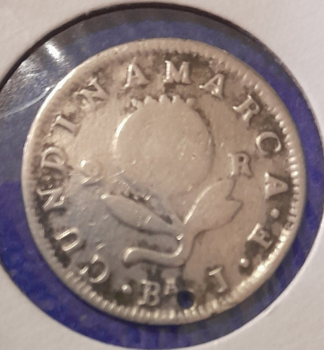 Moneda De Dos Reales En Plata, Año 1821, Cundinamarca 