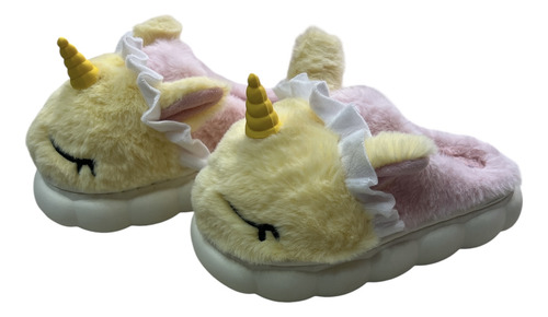 Pantufla Unicornio De Felpa Para Niñas Antideslizante Lila