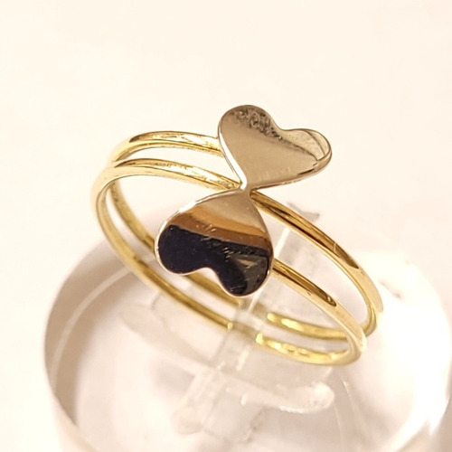 Imagen 4 de 4 de Anillo Oro 18kts Corazones Oro Blanco 1,9grs N°16 Brumat