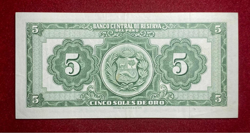 Billete 5 Soles De Oro Peru 1960 Pick 76 A.2 Thomas La Rue (Usado)