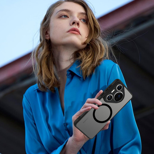 Ustiya Funda Magnética Para Huawei Pura 70 Pro Case Matte Acrílico Uso Rudo Protector Cámara Cover Negro Correa Carcasa