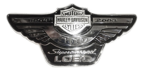 Emblema Auto Harley Davidson 100 Años Super Charged Lobo