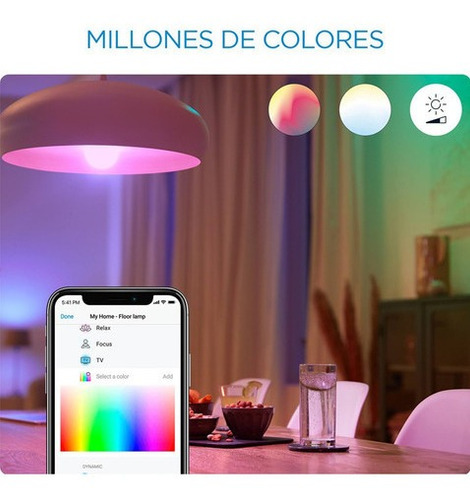 Imagen 4 de 9 de Foco Led Inteligente Wifi Wiz Color Rgb 9w E27 X6 Unidades