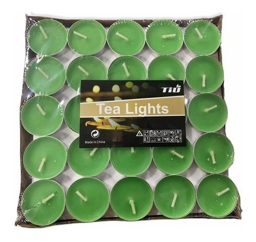 Pack 25 Velas Tealights Verde Redondos