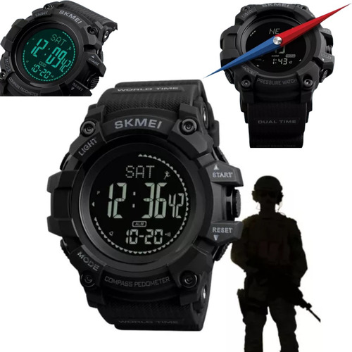 Relógio Masculino Militar Bussola Digital Cor da correia Preto