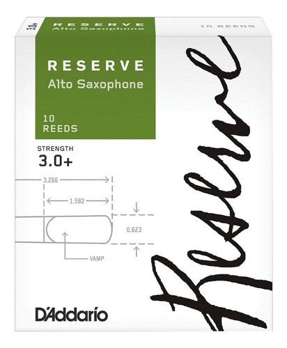 Caixa 10 Palhetas D'addario Reserve Para Sax Alto Nº 3,0+