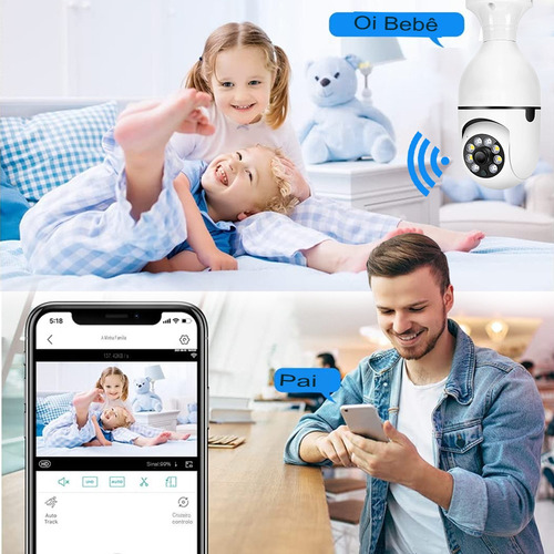 Câmera Ip Lâmpada Inteligente Sensor 360o Ptz C/ Sensor B-17