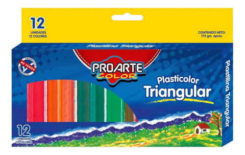 Plasticina 12 Colores Triangular. Proarte