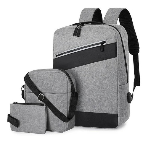 Mochila kit Gym King Set 3 piezas 3014 color gris 30L