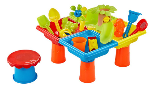 Juego De Arena Y Agua Para Niños Set De 25 Piezas + Banquito