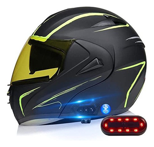 Casco De Motocicleta Modular Bluetooth Con Doble Visera,