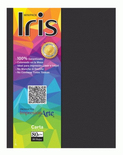 Hojas Iris Minipack Carta Negra 2x Pqte* 20 Hojas