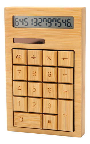 Sjfsjfcalculadora De Madera Con Batería Solar De 18 Teclas,